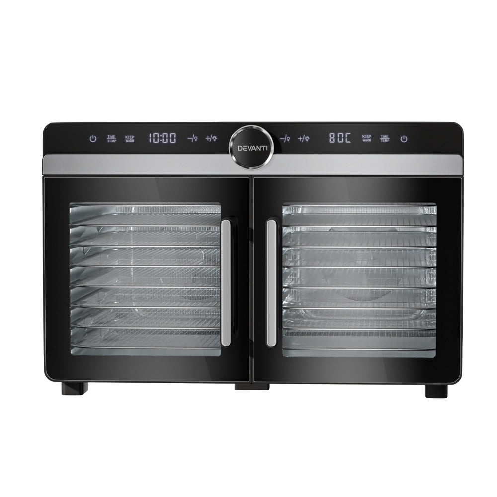 Devanti 16 Trays Food Dehydrator Dual-Zone Stainless Steel - Devanti