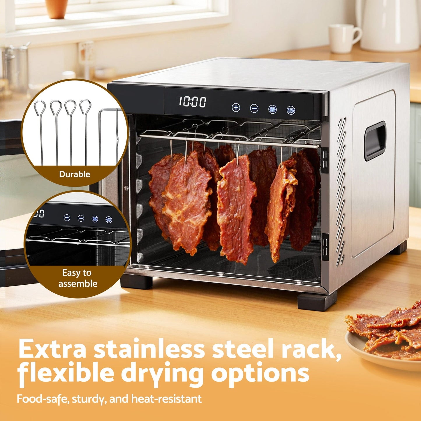 Devanti Food Dehydrator 6 Tray Fruit Dryer Jerky Maker With Stainless Steel Rack