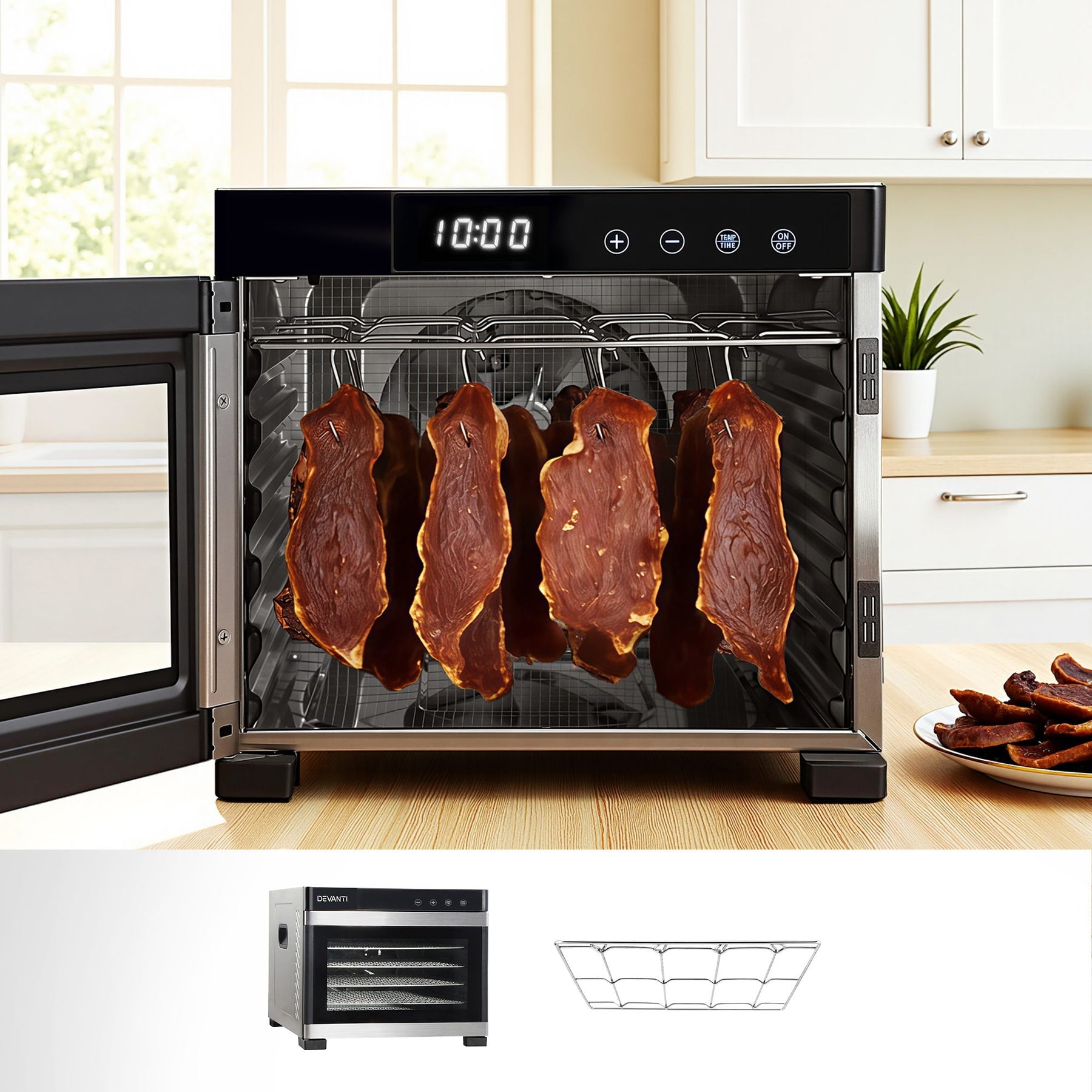 Devanti Food Dehydrator 6 Tray Fruit Dryer Jerky Maker With Stainless Steel Rack