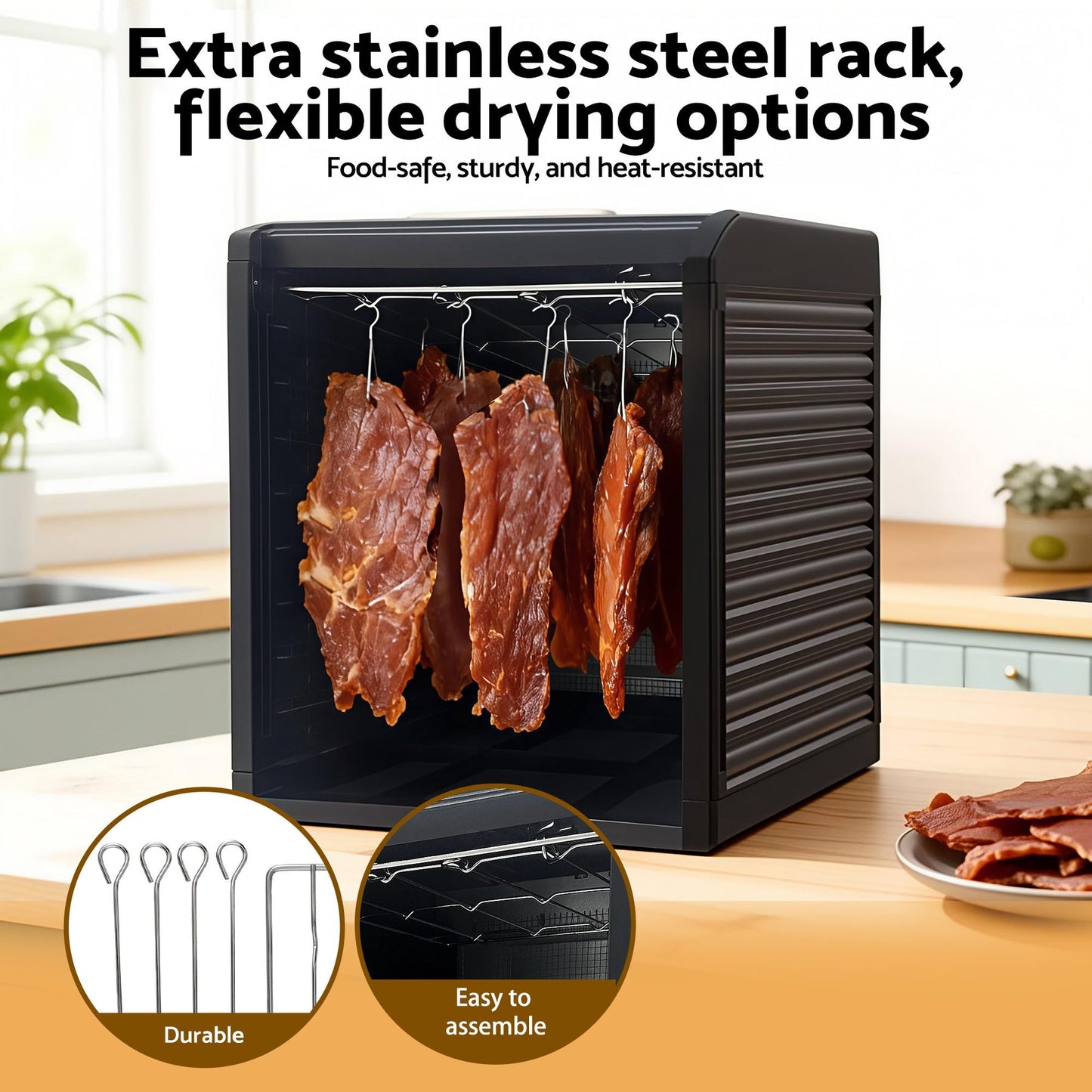 Devanti 9 Trays Food Dehydrator with Hanging Stainless Steel Tray