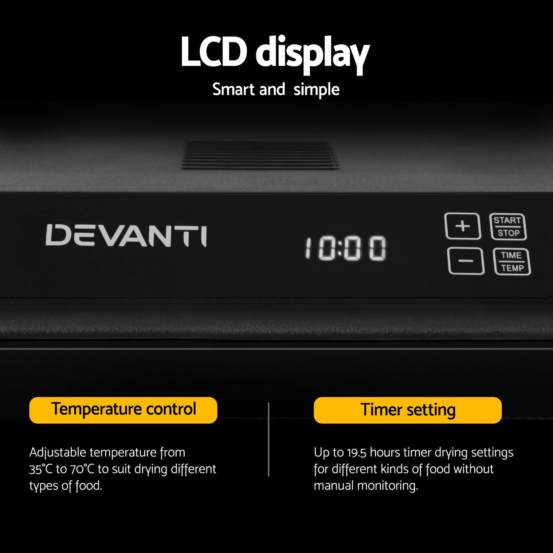 Devanti Food Dehydrator 6 Tray Stainless Steel Fruit Dryer Jerky Maker With Hanging Rack