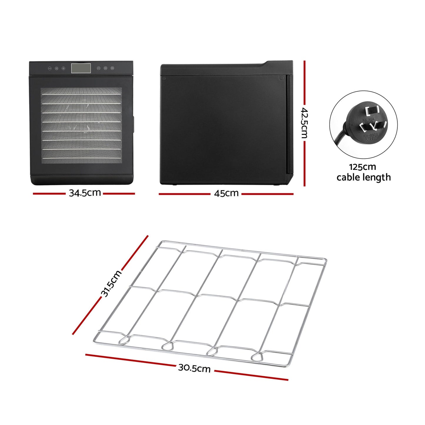 Devanti 10 Trays Food Dehydrator with Stainless Steel Tray