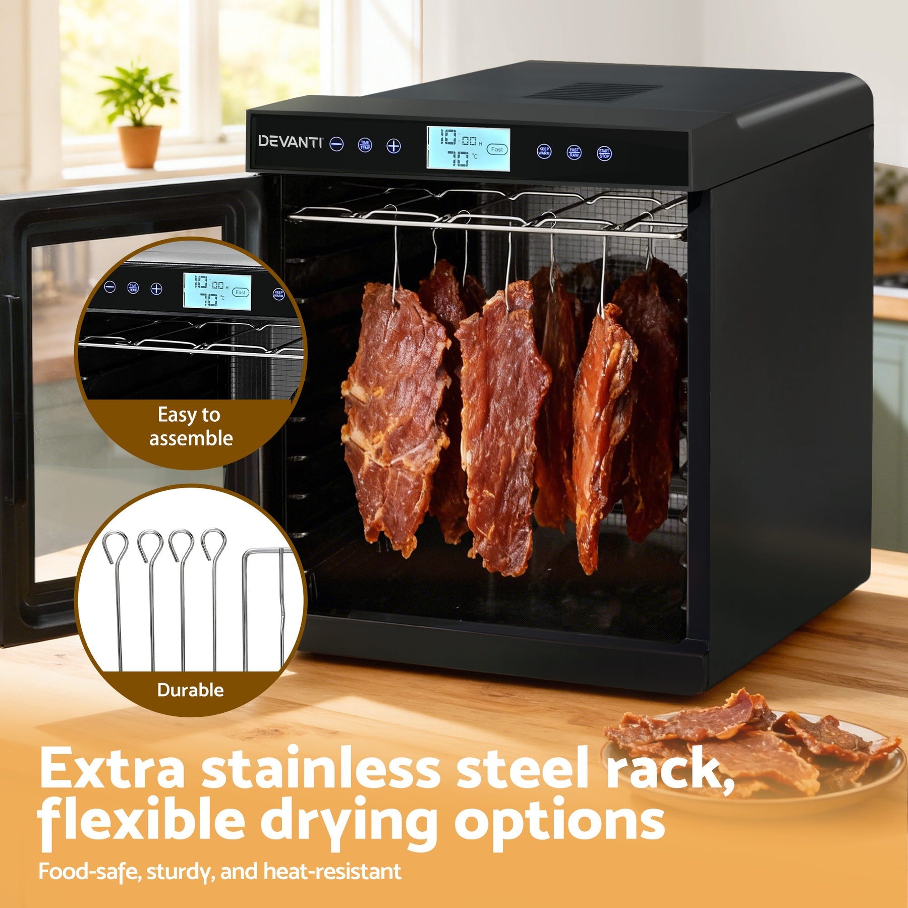 Devanti 10 Trays Food Dehydrator with Stainless Steel Tray