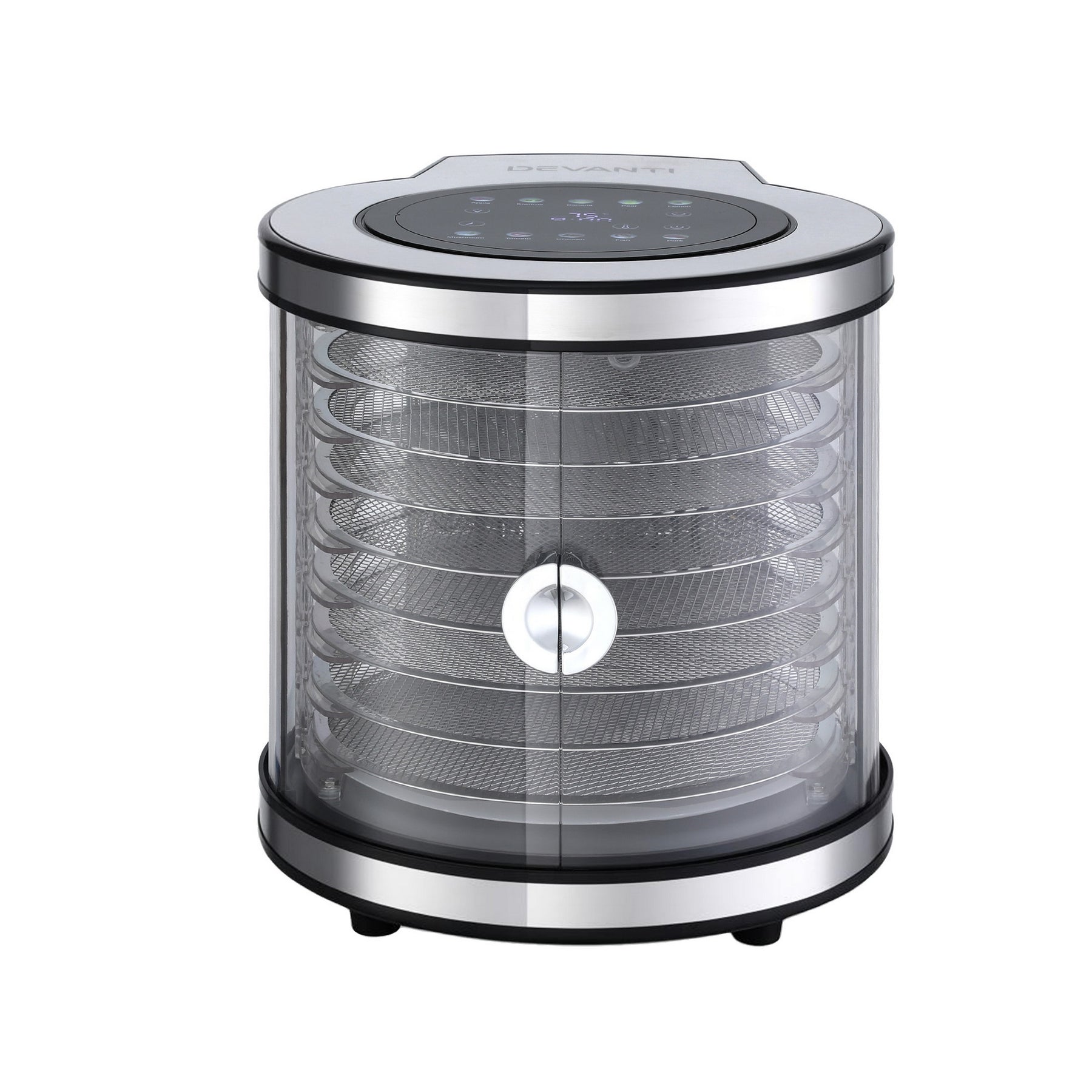 Devanti 8 Trays Food Dehydrator Stainless Steel Auto-Rotate 10 Programs 700W - Devanti