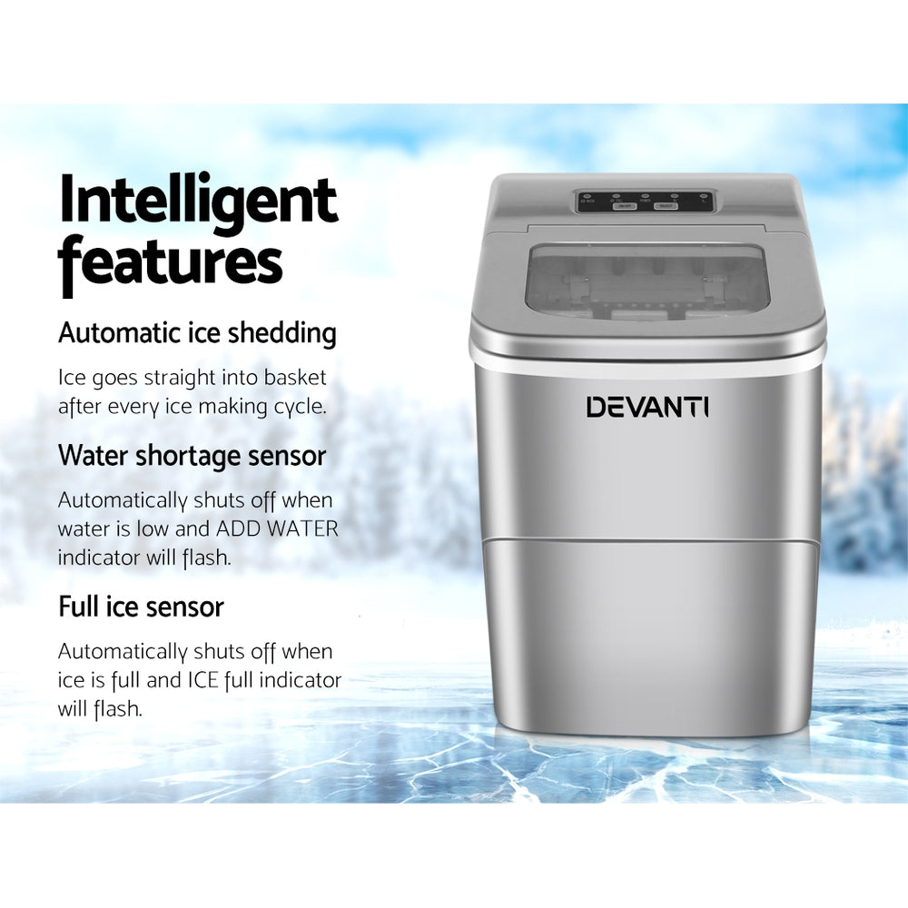 Devanti Portable Ice Cube Maker Silver