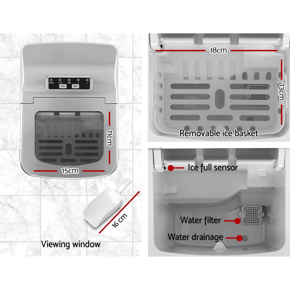 Devanti Portable Ice Cube Maker Silver