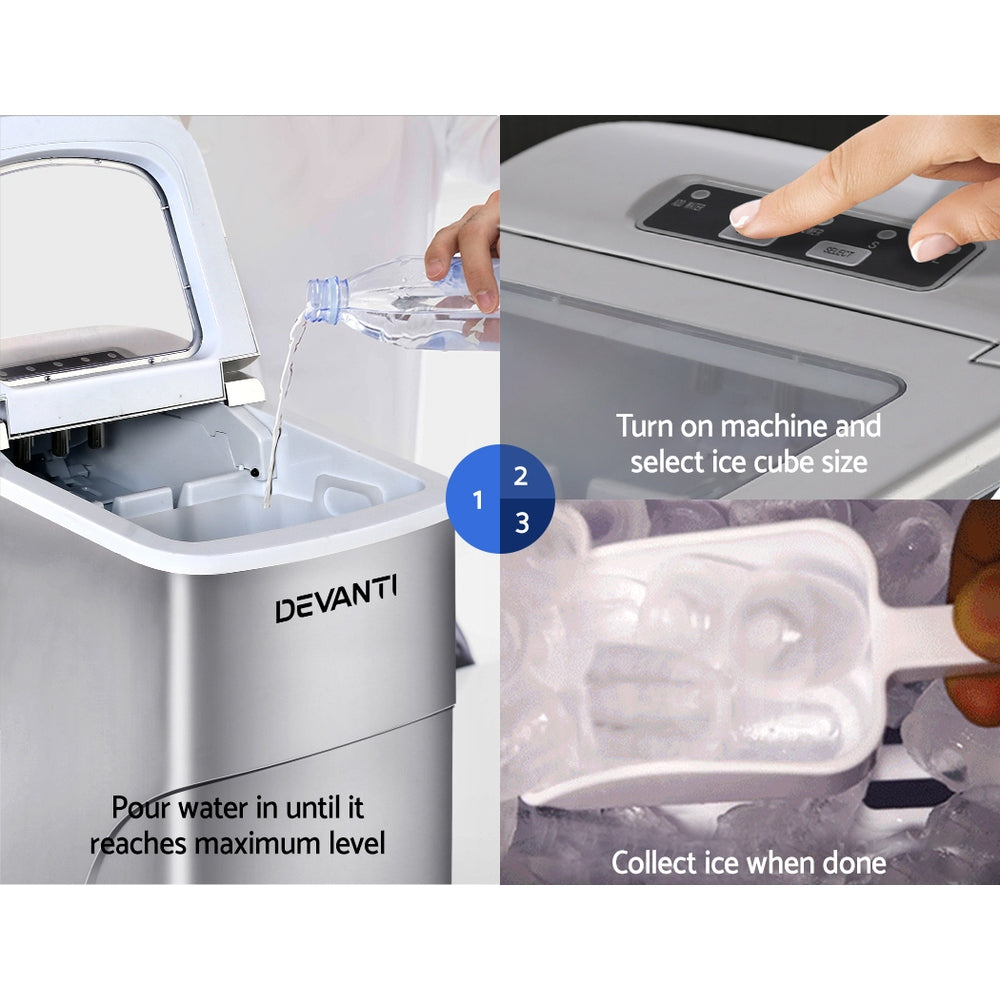 Devanti Portable Ice Cube Maker Silver