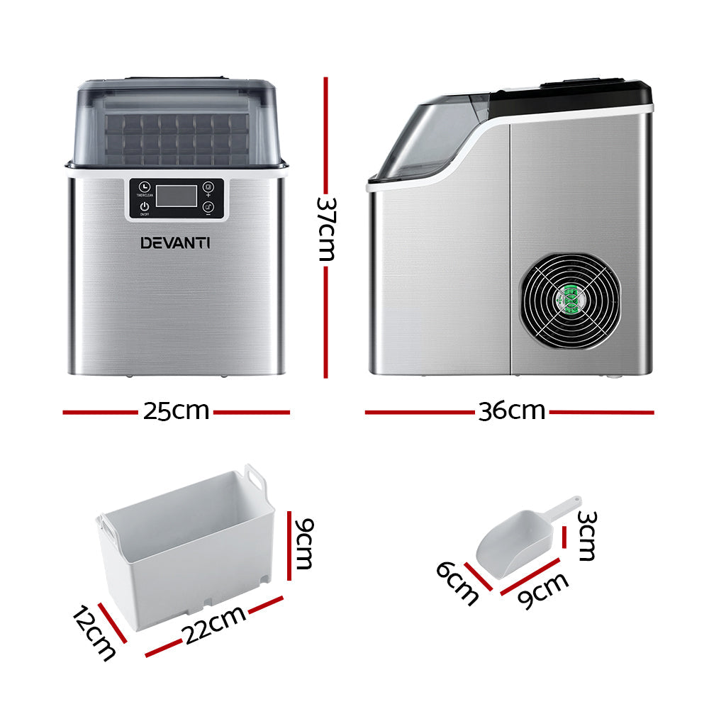 Devanti Ice Maker Machine Commercial Portable Ice Cube Tray Countertop 3.2L - Devanti