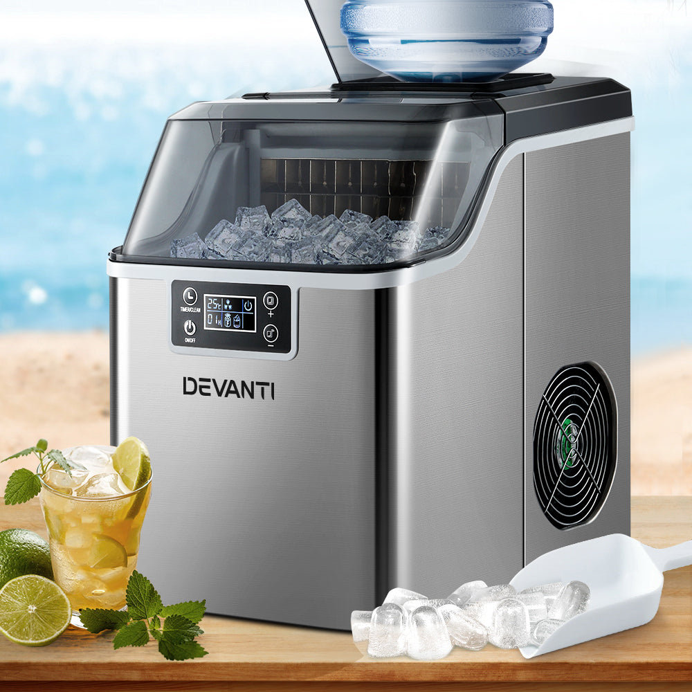 Devanti Ice Maker Machine Commercial Portable Ice Cube Tray Countertop 3.2L - Devanti