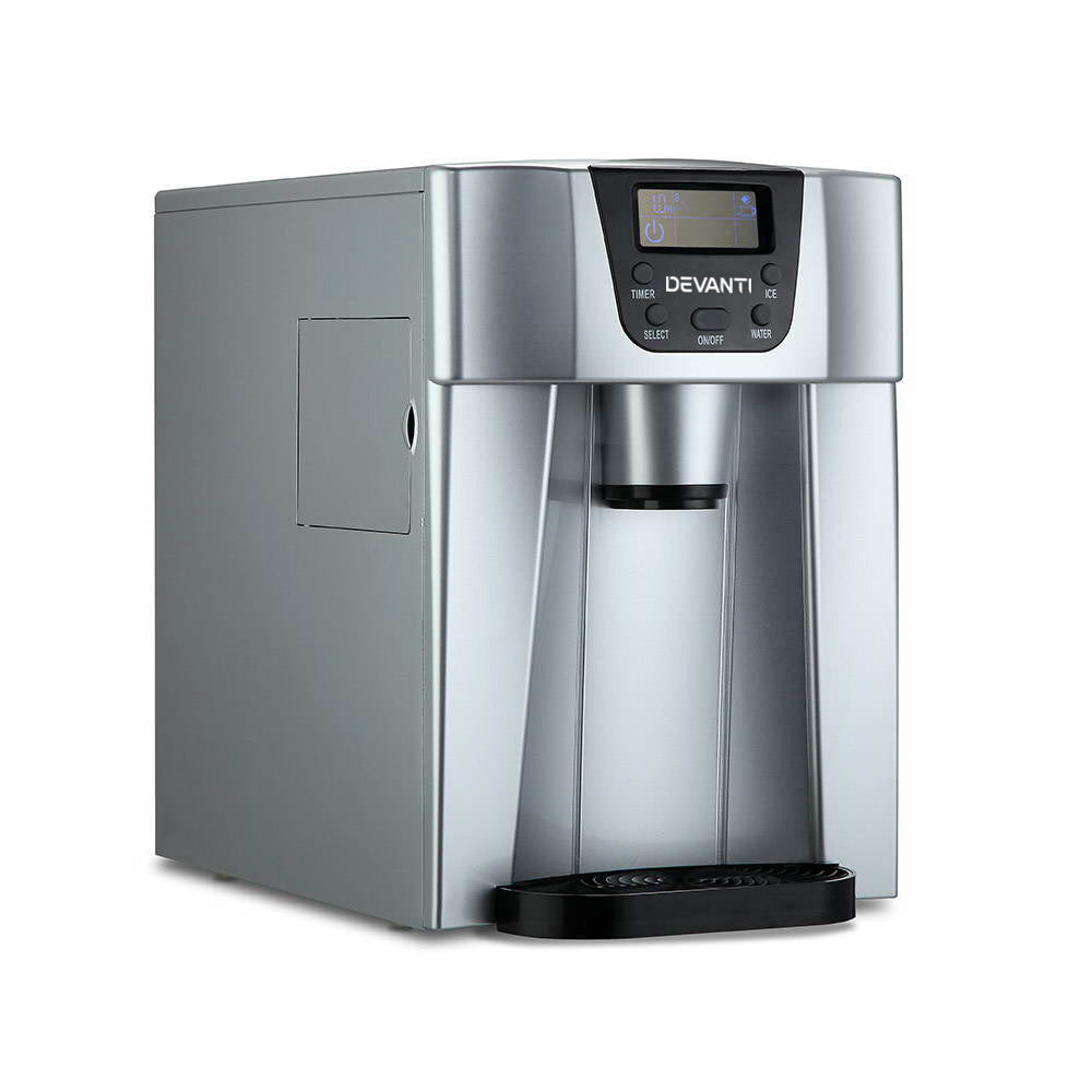 Devanti 2L Portable Ice Cuber Maker & Water Dispenser Silver
