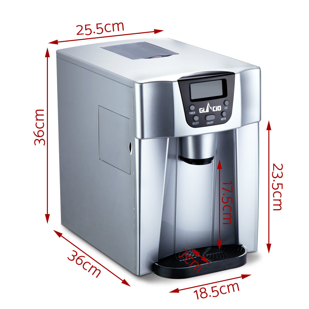 Devanti 2L Portable Ice Cuber Maker & Water Dispenser Silver