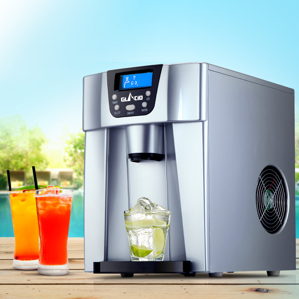 Devanti 2L Portable Ice Cuber Maker & Water Dispenser Silver