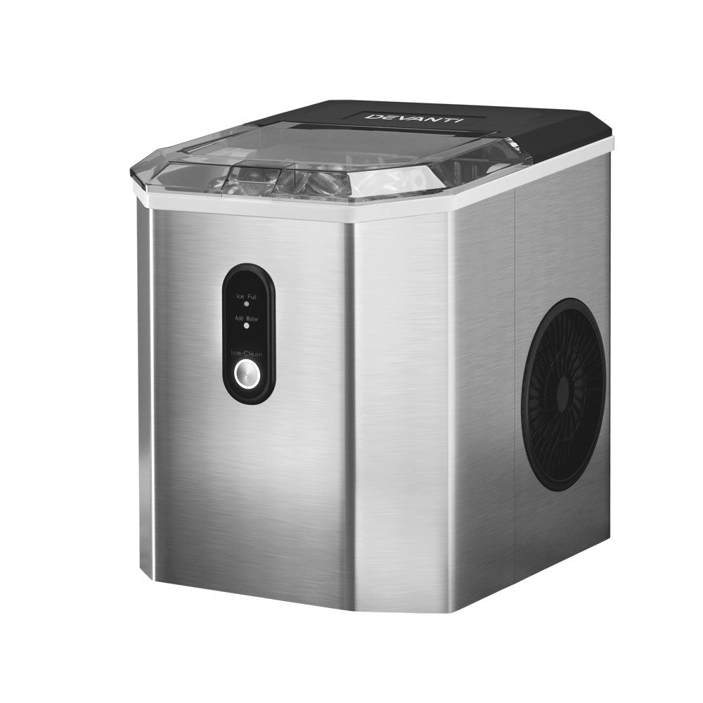 Devanti Portable Ice Maker Machine Ice Cube 12kg Bar Countertop Stainless Steel - Devanti