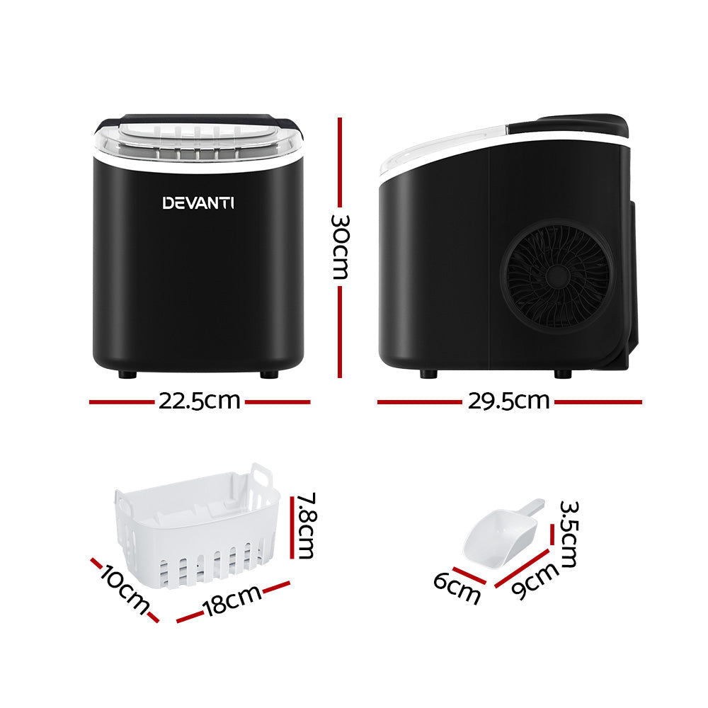 Devanti 12kg Ice Maker Machine w/Self Cleaning Black