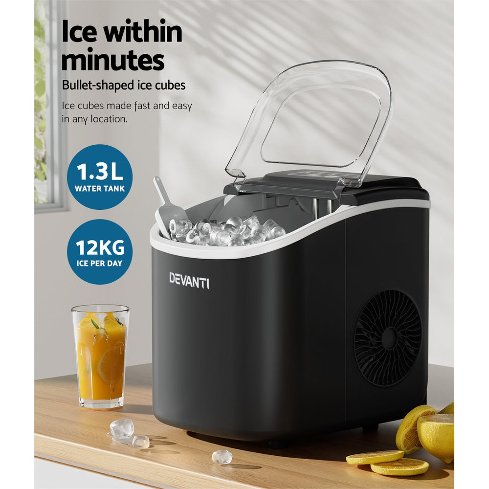 Devanti 12kg Ice Maker Machine w/Self Cleaning Black
