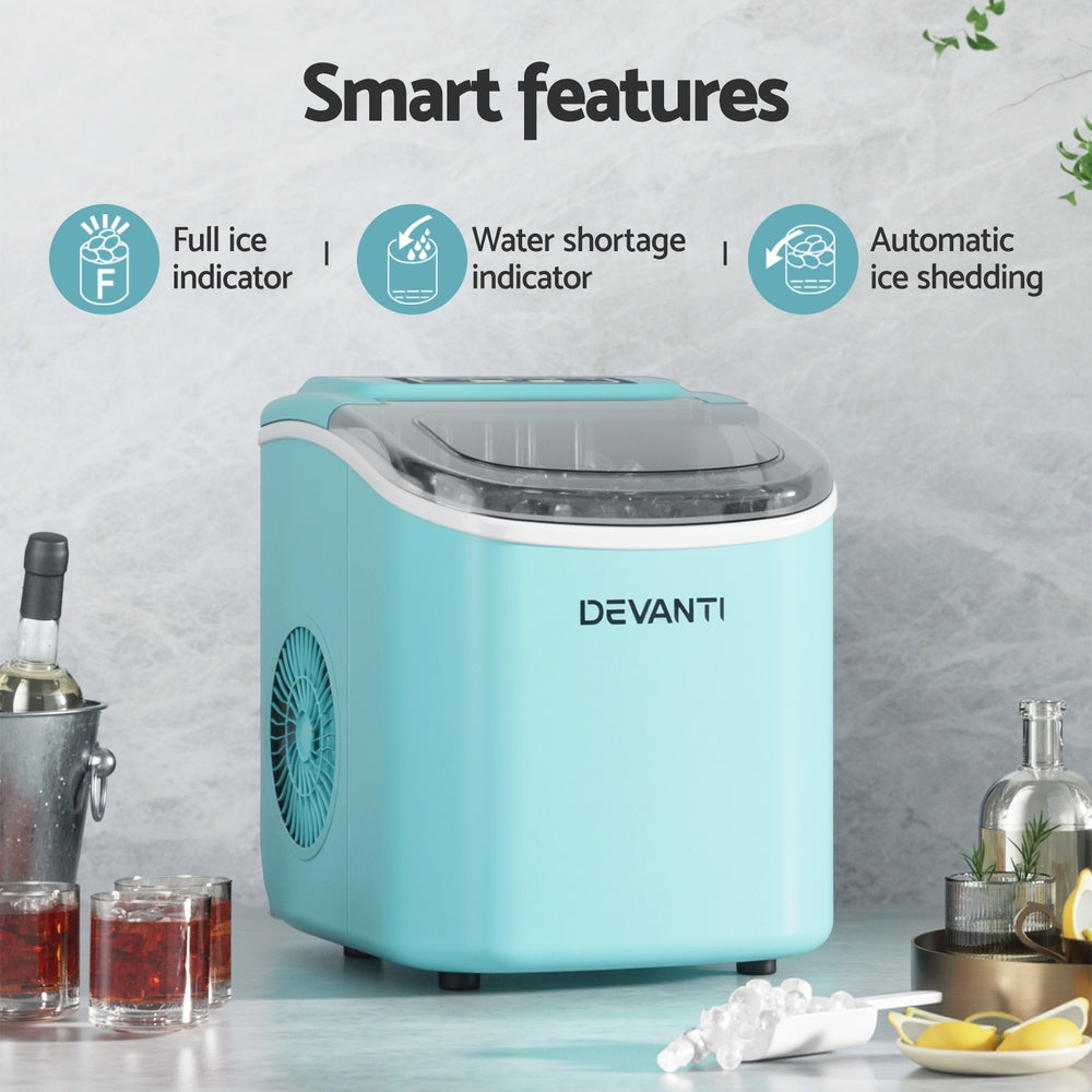 Devanti 12kg Ice Maker Machine w/Self Cleaning Green - Devanti