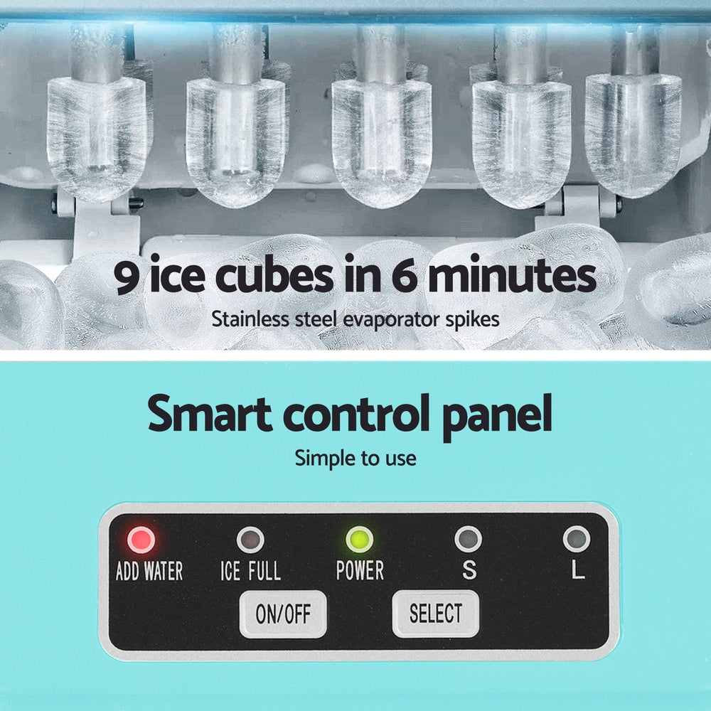 Devanti 12kg Ice Maker Machine w/Self Cleaning Green - Devanti