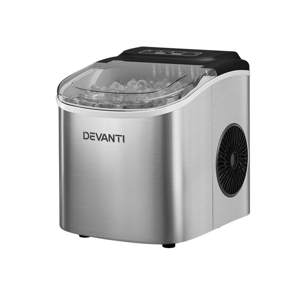 Devanti 12kg Ice Maker Machine w/Self Cleaning Silver - Devanti