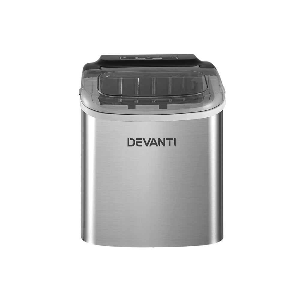 Devanti 12kg Ice Maker Machine w/Self Cleaning Silver - Devanti