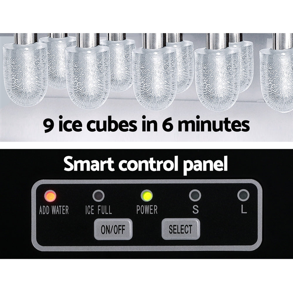 Devanti 12kg Ice Maker Machine w/Self Cleaning Silver - Devanti