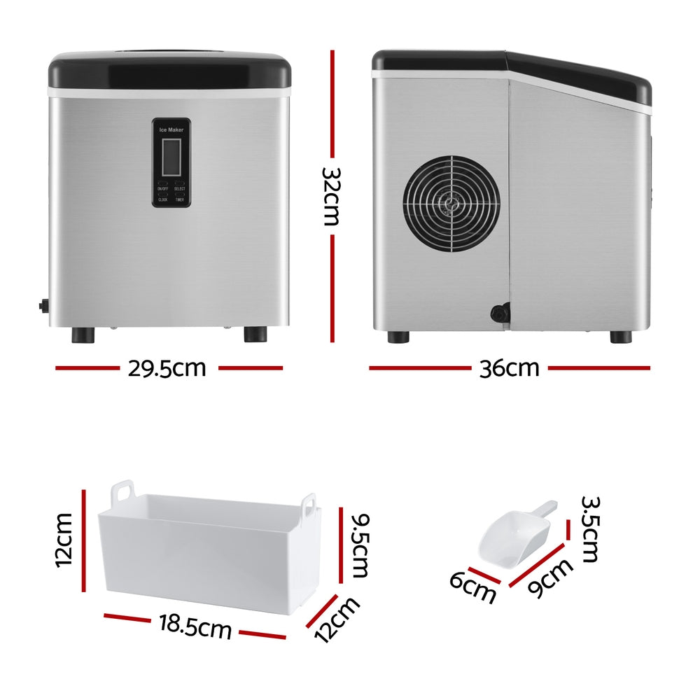 Devanti 3.2L Stainless Steel Portable Ice Cube Maker