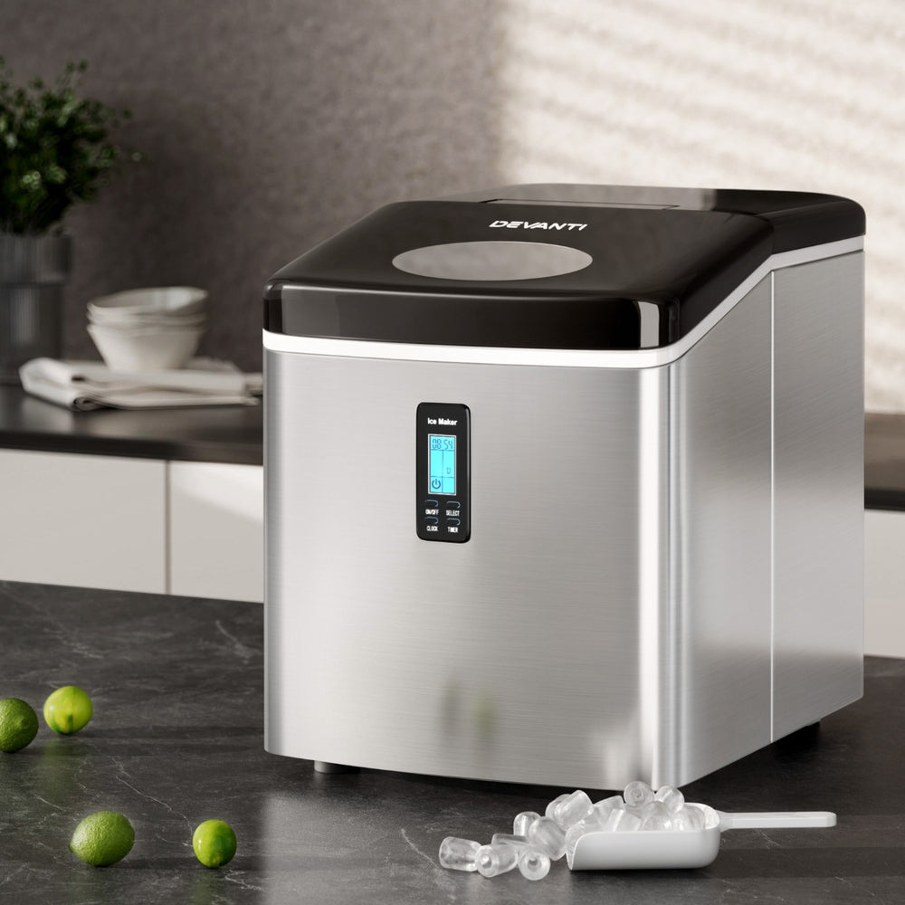 Devanti 3.2L Stainless Steel Portable Ice Cube Maker