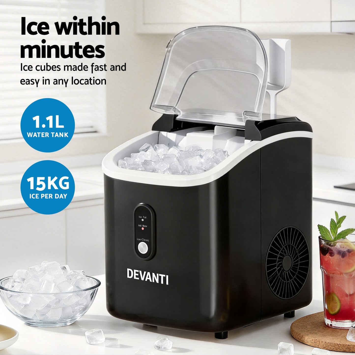 Devanti 15kg Nugget Ice Maker Machine - Devanti