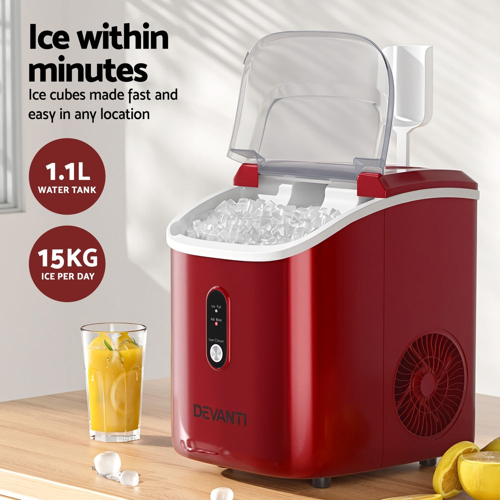 Devanti Ice Maker Machine 15kg Nugget Chewable Ice Cube - Devanti