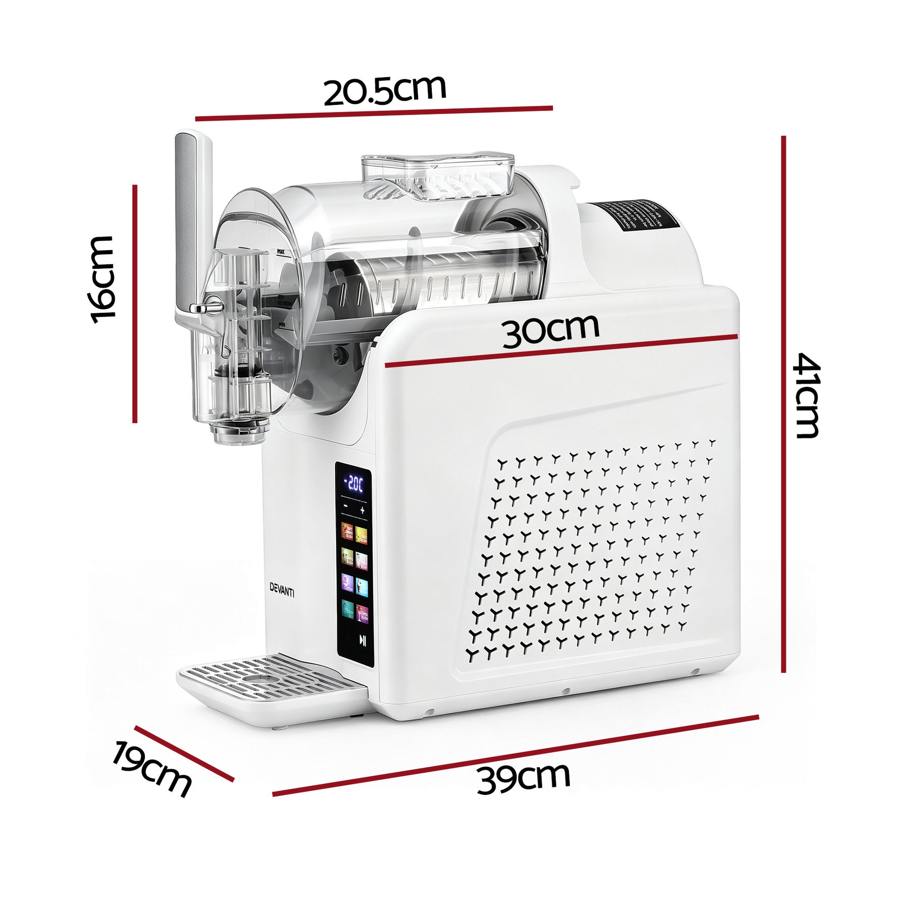 Devanti Slushie Machine 2L Frozen Drink Maker Ice Cream Cocktail Slush Maker White