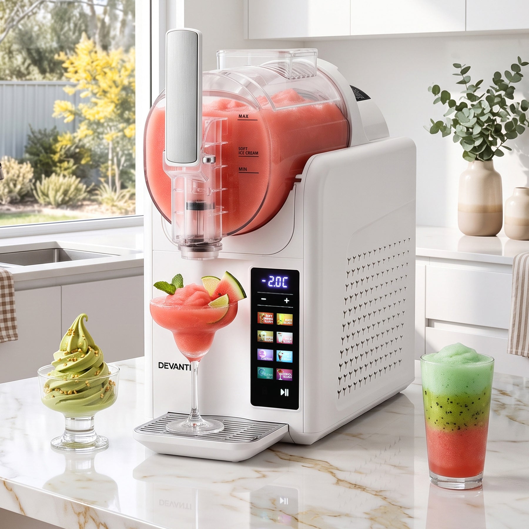 Devanti Slushie Machine 2L Frozen Drink Maker Ice Cream Cocktail Slush Maker White