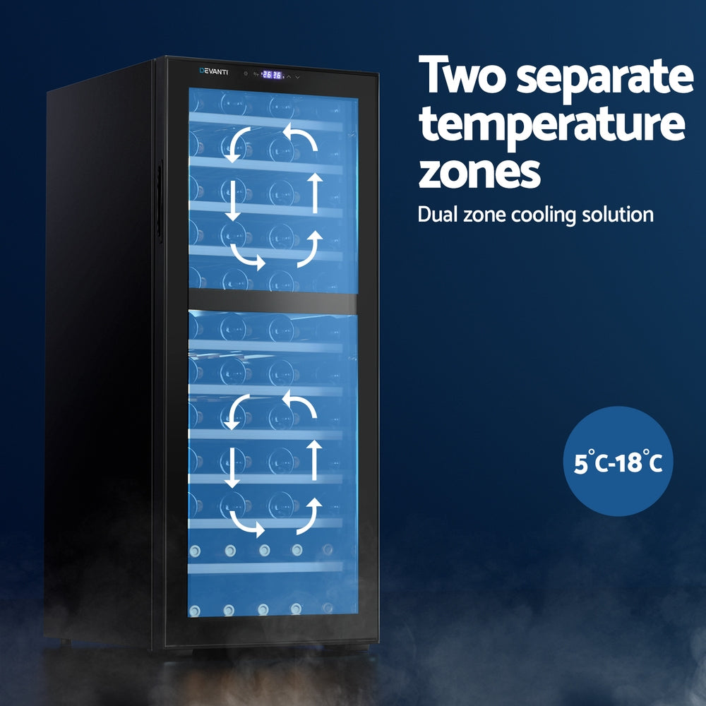 Devanti Wine Cooler Fridge Compressor Dual Zone 80 Bottles - Devanti