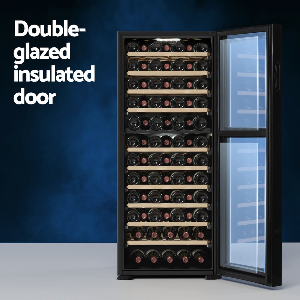Devanti Wine Cooler Fridge Compressor Dual Zone 80 Bottles - Devanti