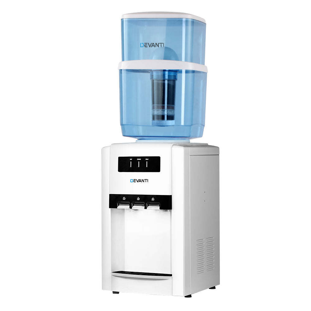 Devanti 22L Bench Top Water Cooler Dispenser Filter Purifier White