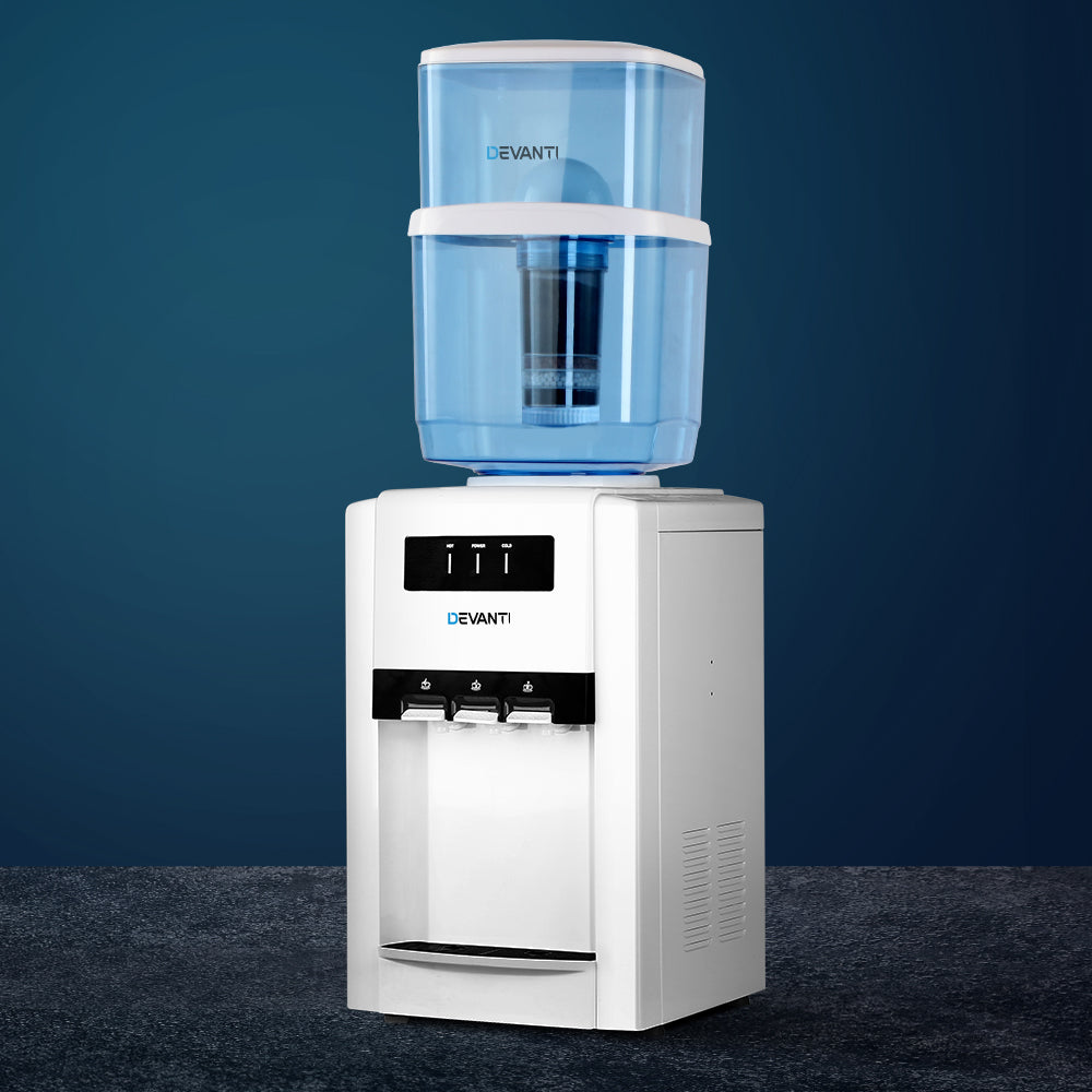 Devanti 22L Bench Top Water Cooler Dispenser Filter Purifier White