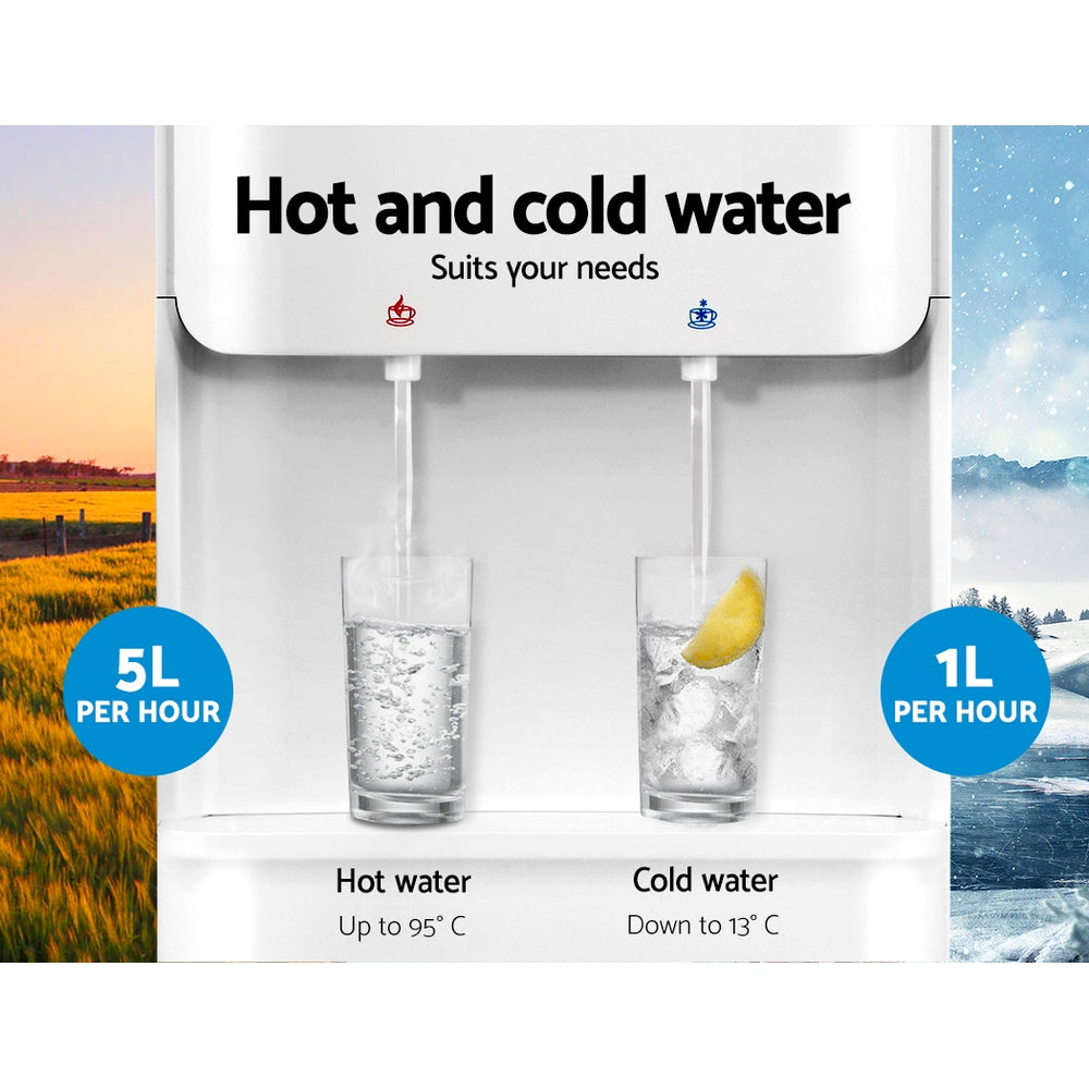 Devanti Water Cooler Dispenser Bottle Filter Purifier Hot Cold Taps Free Standing Office White