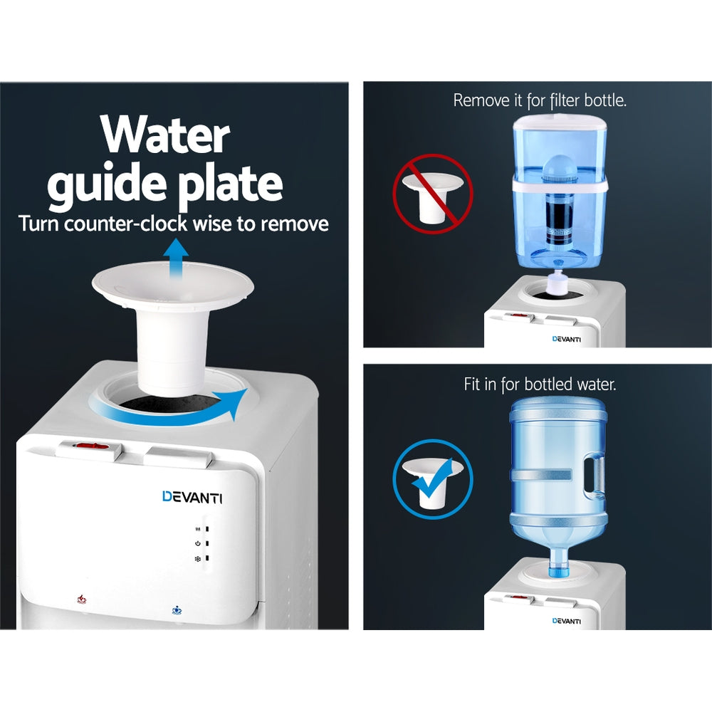 Devanti Water Cooler Dispenser Bottle Filter Purifier Hot Cold Taps Free Standing Office White