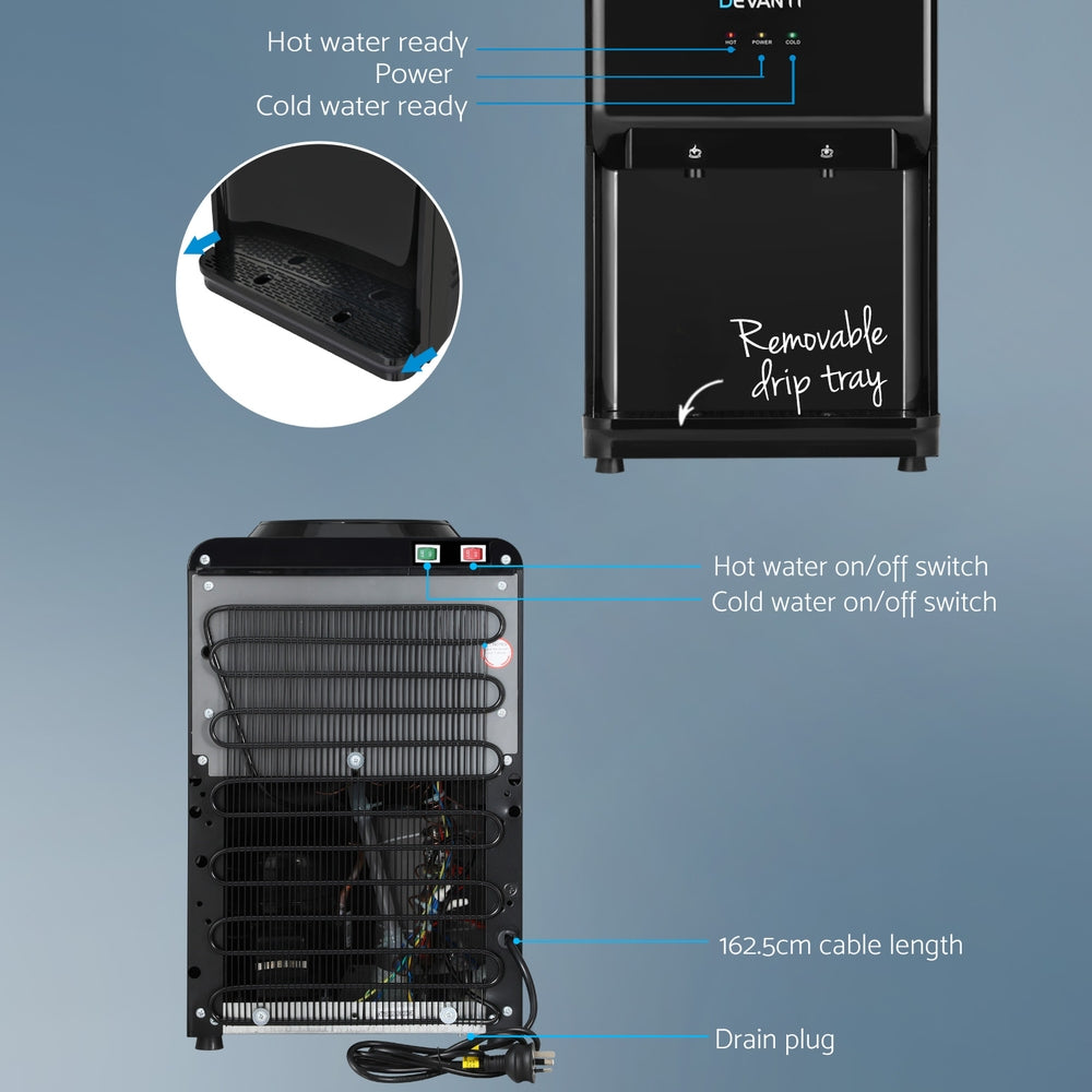 Devanti Water Cooler Dispenser Bench Top 22L Black - Devanti