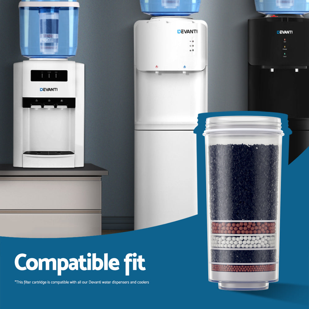 Devanti Water Cooler Filter Purifier 2 Pack Ceramic Carbon Mineral Cartridge - Devanti